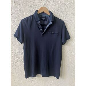 Ted Baker London Polo Shirt Size 3 Med Blue Single Pocket Short Sleeve Pullover